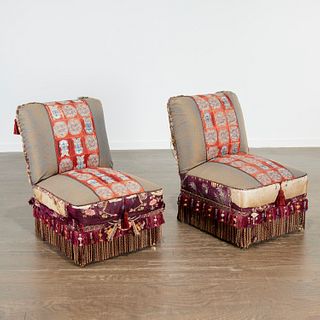 Pair Muriel Brandolini style slipper chairs
