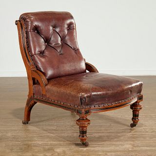 George IV parcel ebonized oak library chair