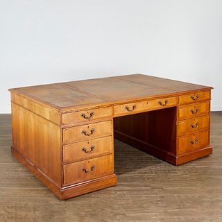 George III inlaid mahogany partners desk