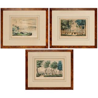 N. Currier, (3) hand-colored lithographs, c. 1850