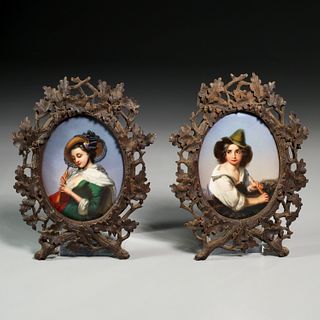 KPM, pair framed porcelain plaques