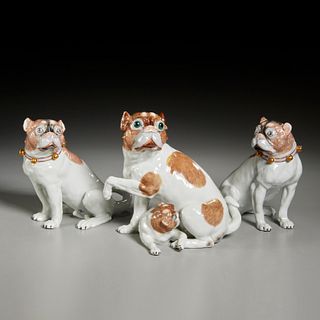(3) Carl Thieme porcelain pug models