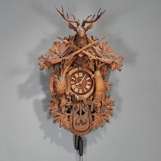 Large Black Forest style carved cuckoo clock