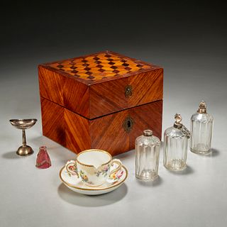 French medicine box w/ Sevres cup/ saucer, c. 1774