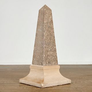 Monumental antique fossilized marble obelisk