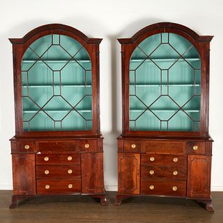 Pair antique Georgian style secretary bookcases