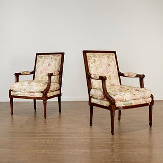 Pair Karges Louis XVI style fauteuils