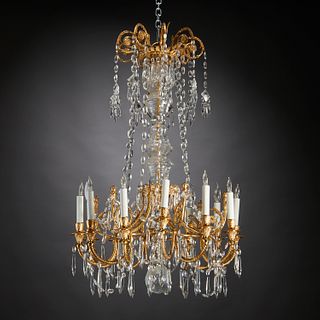 Nice Louis XVI style ormolu and crystal chandelier