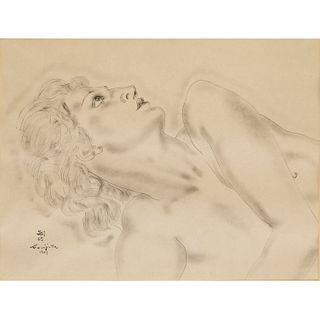 Tsuguharu Foujita, ink and wash drawing, 1929