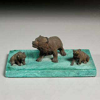 Russian bronze and malachite bear group