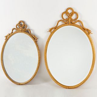 (2) Napoleon III style giltwood rope-twist mirrors