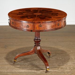 Regency inlaid figured rosewood center table