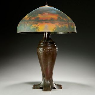 Jefferson reverse painted scenic table lamp