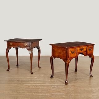 (2) English provincial carved oak dressing tables