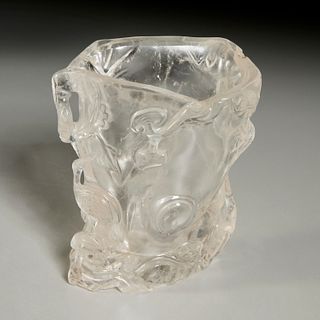 Chinese carved rock crystal brush pot