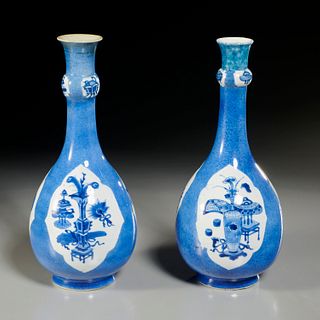 Pair Kangxi blue & white vases, ex Christie's