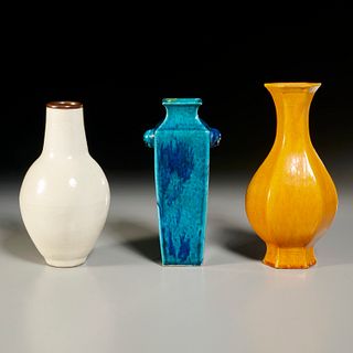 (3) Chinese monochrome porcelain vases
