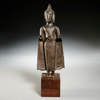 Thai Ayutthaya style standing bronze Sakyamuni