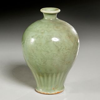 Chinese Yaozhou style celadon Meiping vase