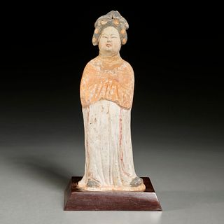 Chinese painted terracotta figure of a court lady