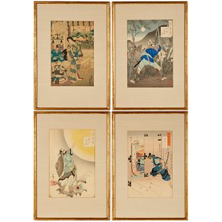 (4) Japanese woodblocks, incl. Tsukioka Yoshitoshi