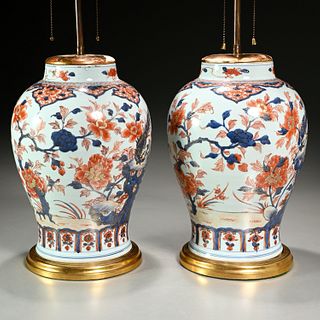Pair Chinese Imari jars converted to lamps