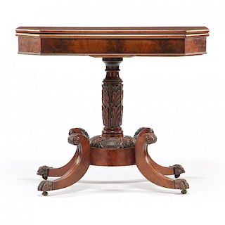 Late Federal Carved Card Table 