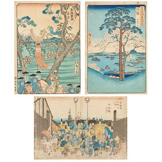 Utagawa Hiroshige I and II, (3) woodblock prints