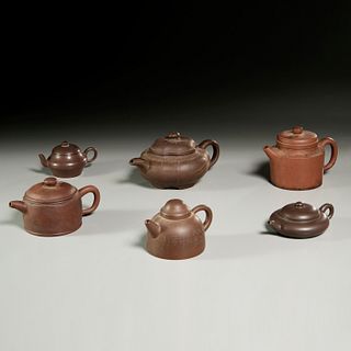 Chinese School, (6) signed Yixing teapots