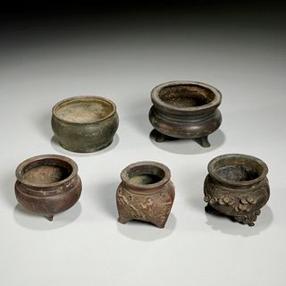 (5) Chinese small bronze censers