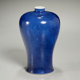 Chinese powder blue glazed Meiping vase
