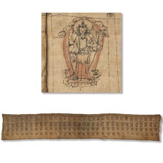 Long antique Himalayan Thangka cloth