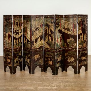 Antique Chinese 8-panel coromandel lacquer screen