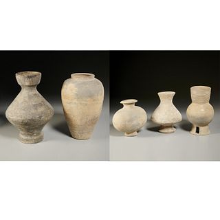 (5) early Chinese & Korean grey pottery vessels