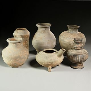 (6) Chinese and Korean grey pottery vessels