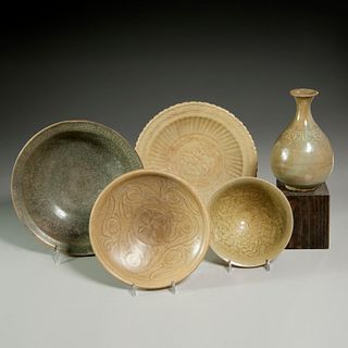 Group (5) antique Asian celadon wares