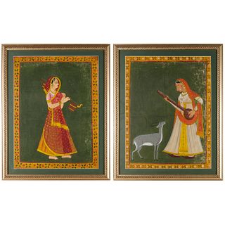 Pair Indian portraits, oil on canvas