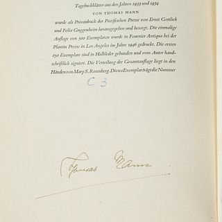 Thomas Mann, pair of signed, limited editions