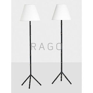 JACQUES ADNET Assembled pair of floor lamps