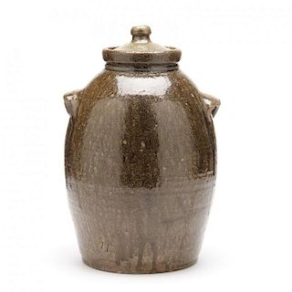 NC Pottery, Lidded Storage Jar, Daniel Seagle (Lincoln County, 1805-1867) 