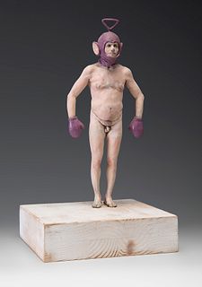 SAMUEL SALCEDO (Barcelona, 1975). 
"Teletubbie. Characters Series. 2007. 
Polychrome resin with oil and wood.