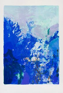 ZAO WOU KI (Beijing, 1921 - Nyon, Switzerland, 2013). 
Untitled, from the Suite Olympic Centennial, 1992. 
Lithograph on 270 gram Vélin d'Arches paper