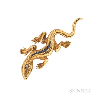 18kt Gold Salamander Brooch