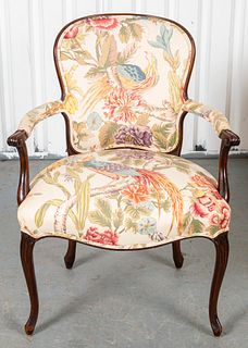Louis XV Upholstered Oak Fauteuil Chair