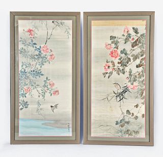 Pair of Japanese scroll paintings