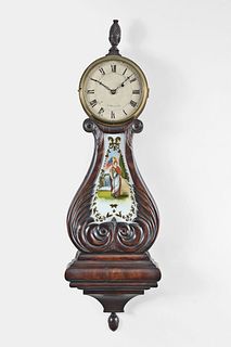 Timothy Chandler, Concord, New Hampshire, carved lyre form wall clock.