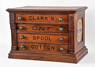 Clark's Four Drawer Oak Spool Cabinet