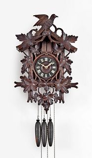 German Carved Black Forest musical cuckoo clock