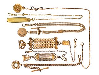 Large lot of watch chains and fobs