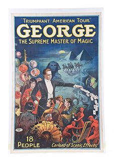 A good chromolithograph poster featuring George the Supreme Master of Magic